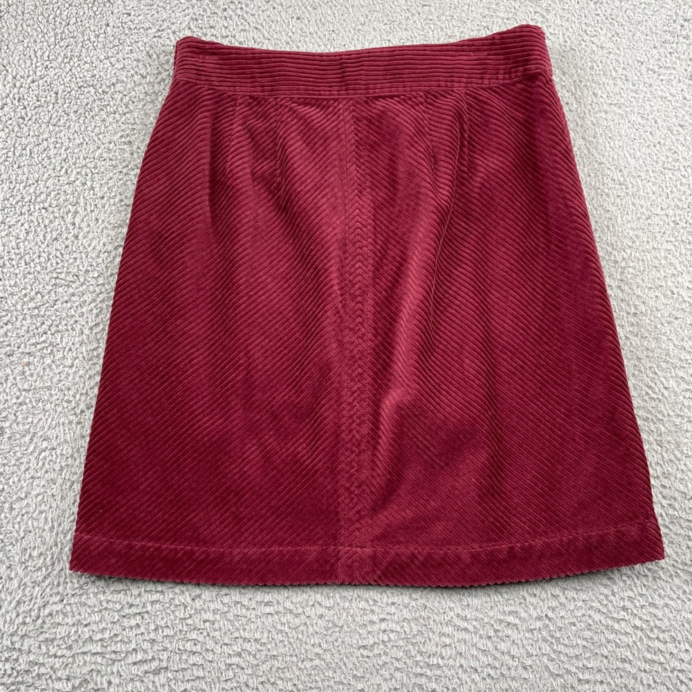 Talbots Skirt Womens 6 Burgundy Corduroy A-Line‎ Mini Chevron Texture Cotton